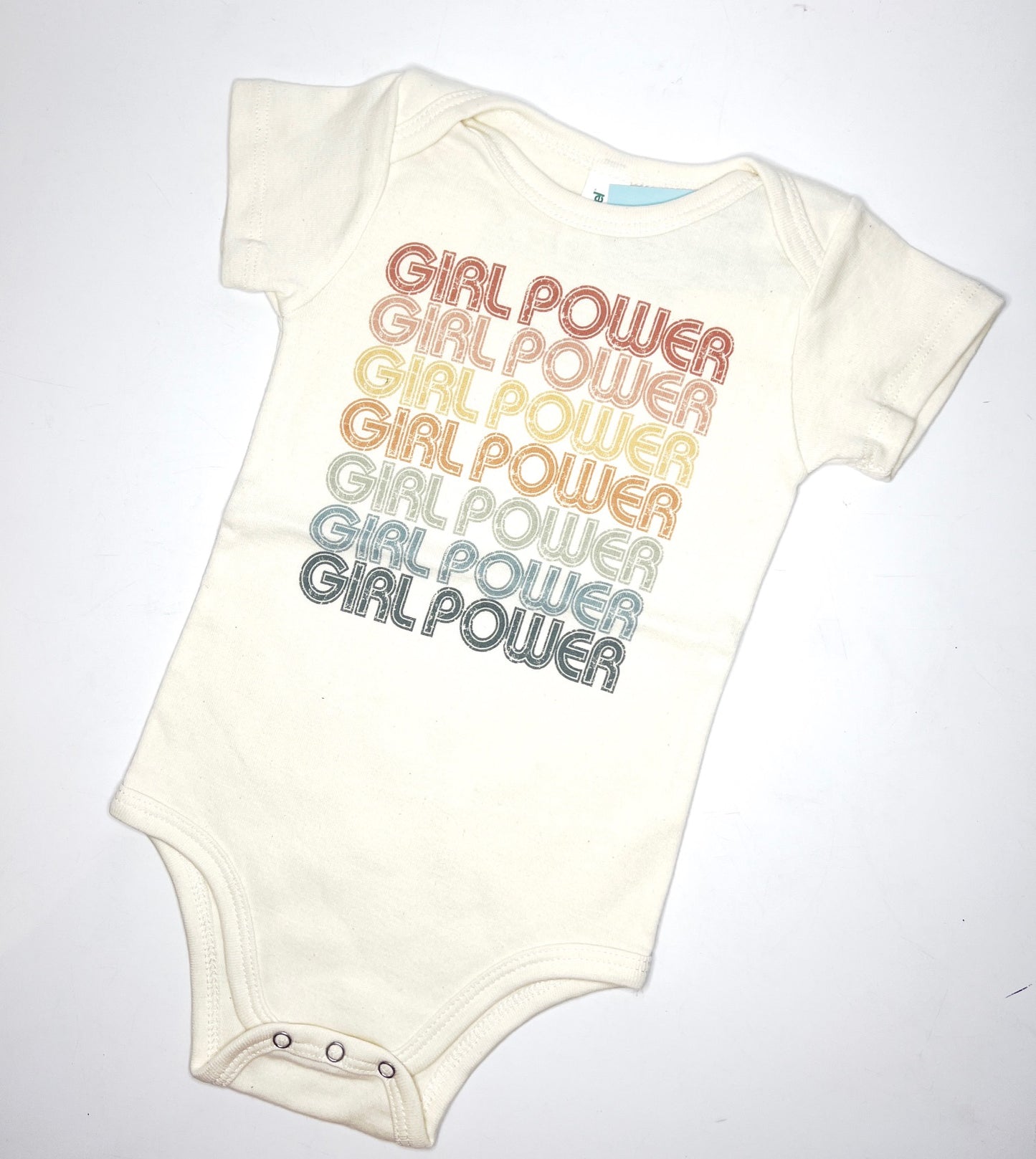 Girl Power Rainbow Retro Repeat Onesie: 6-12 Months