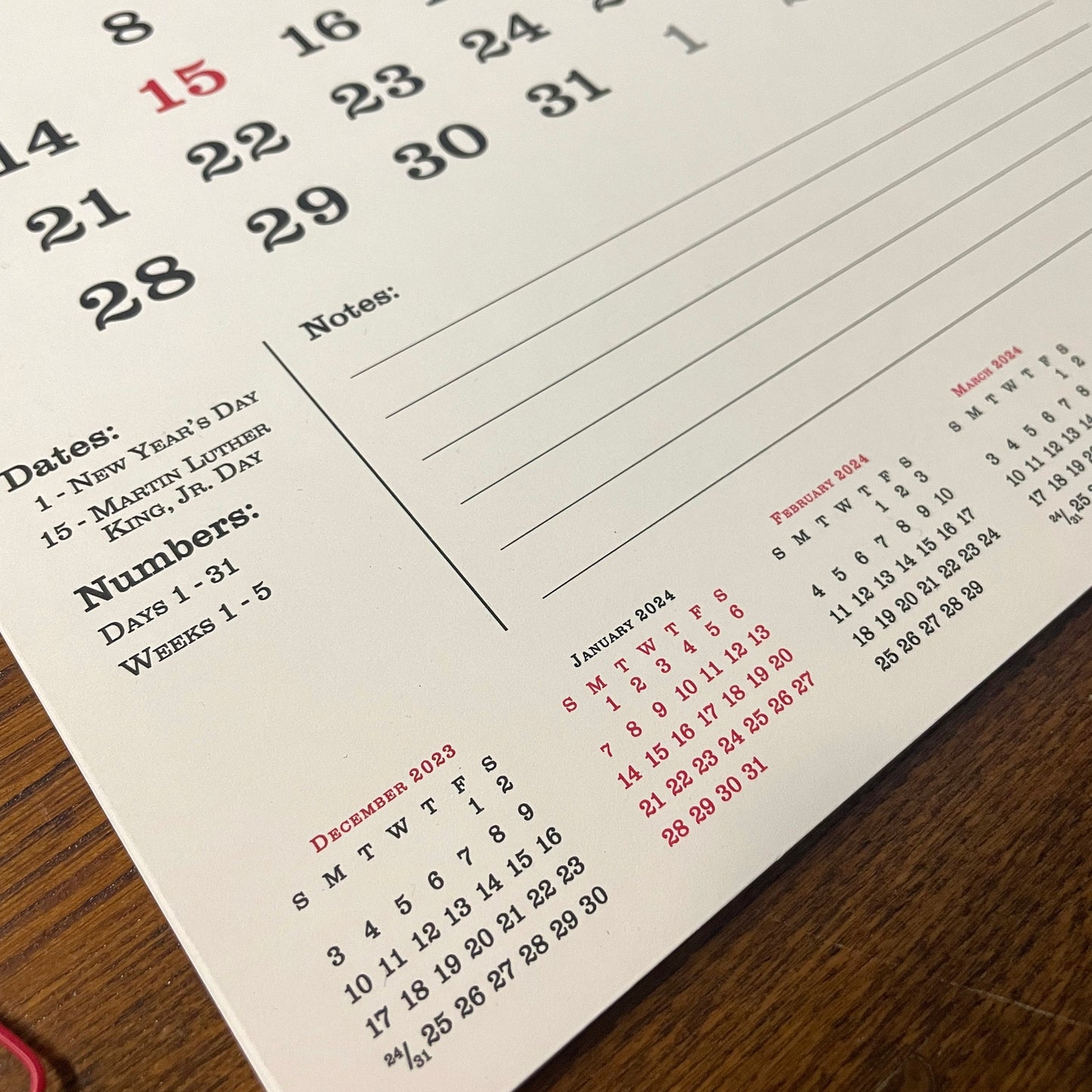 2024 Wall Calendar with Clip