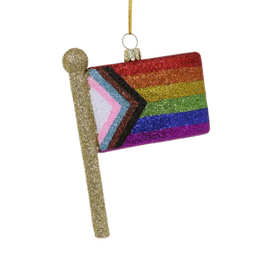 Progress Pride Glitter Flag Ornament