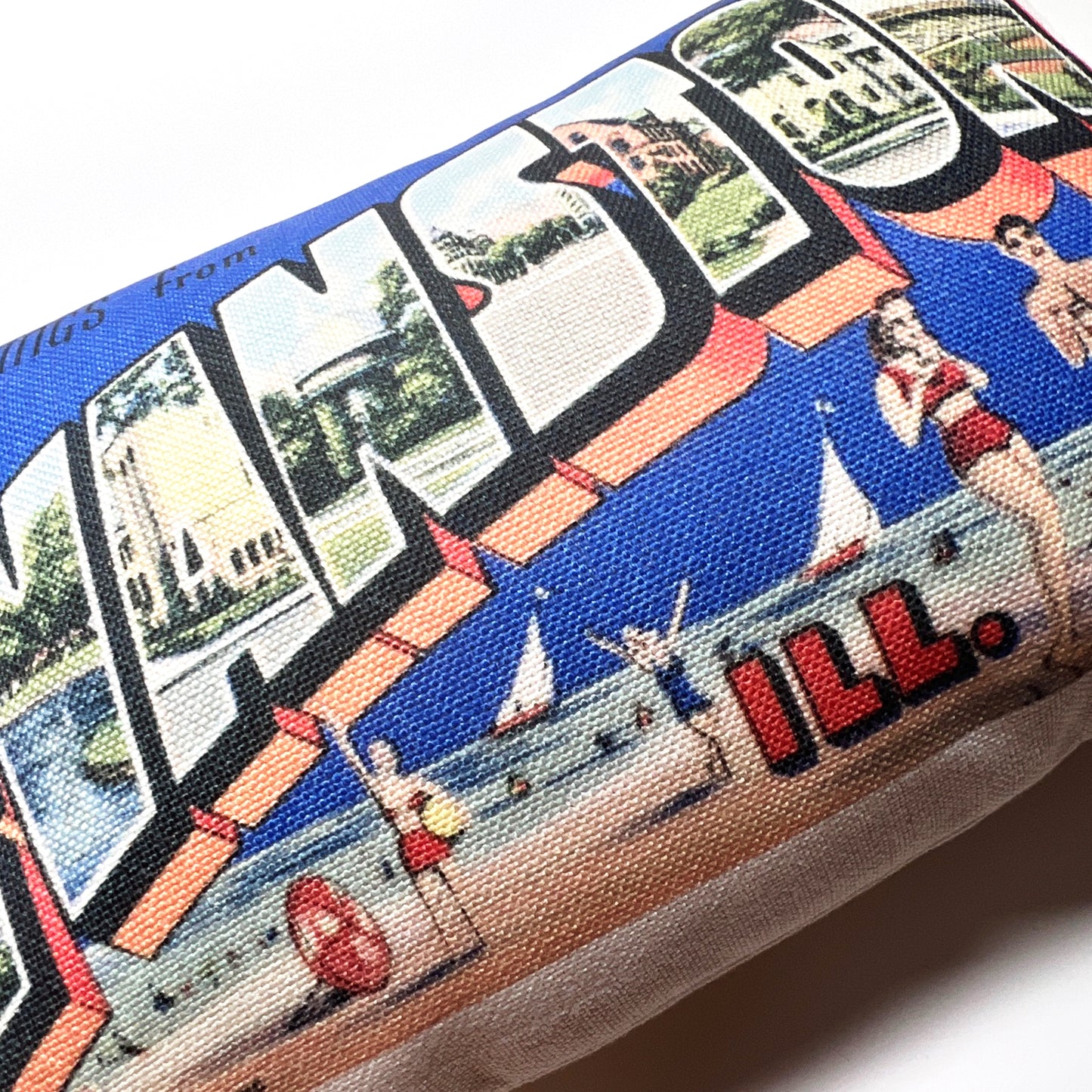Evanston Illinois Vintage Postcard Lumbar Pillow