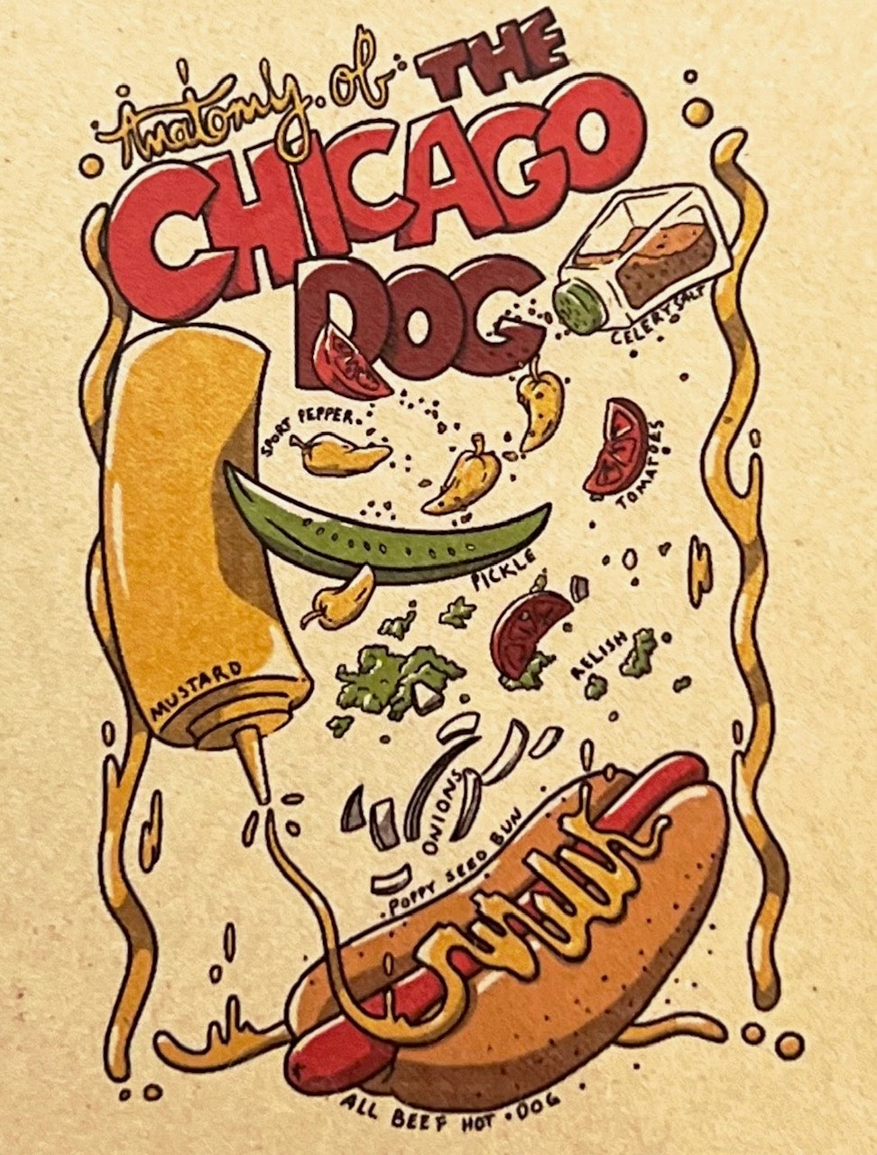 The Chicago Dog Tea Towel