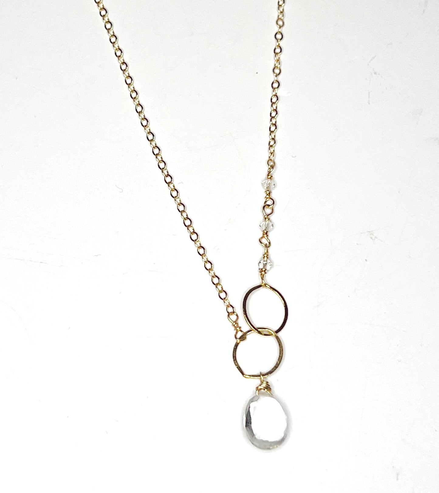 White Topaz Double Hoop Necklace