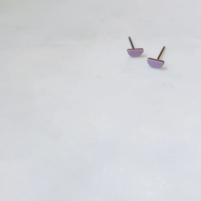 Lavender Mini Moon Post Earrings