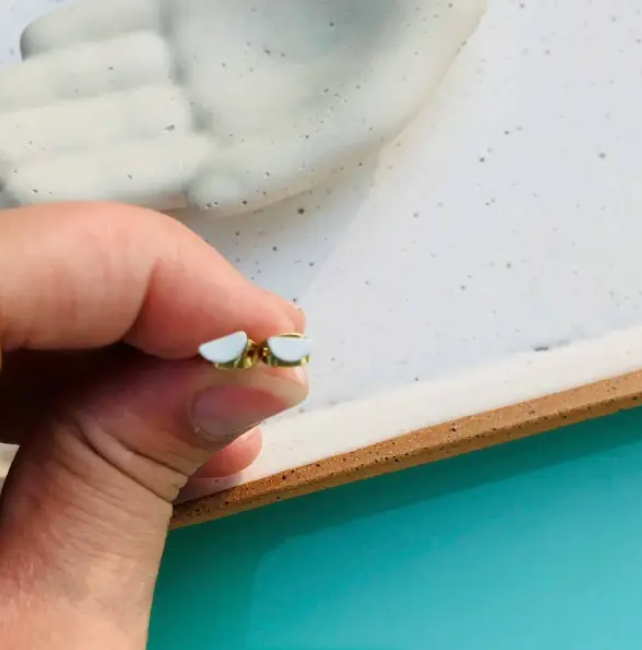 White Mini Moon Post Earrings
