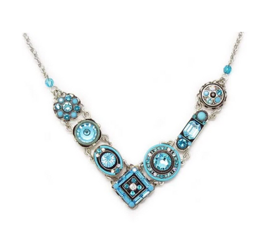 Mosaic Shades of Blue Statement Necklace
