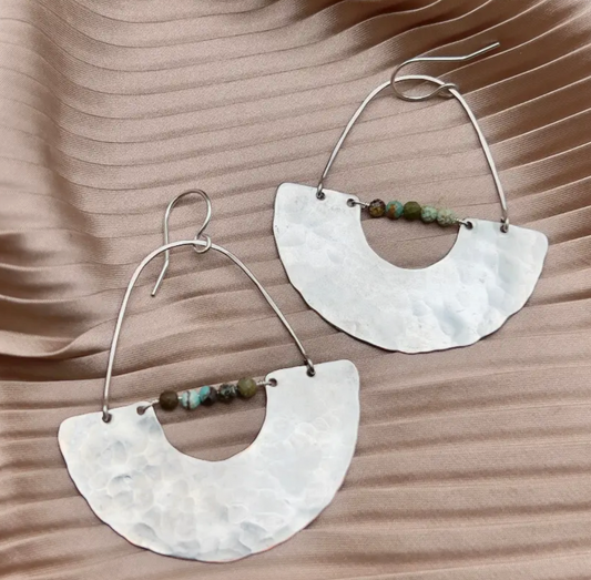 Turquoise Half-Moon Hanging Earrings