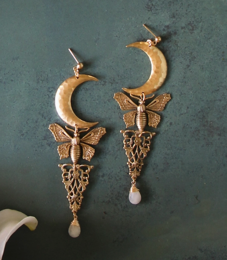 Moth and Moon Mystic Earrings