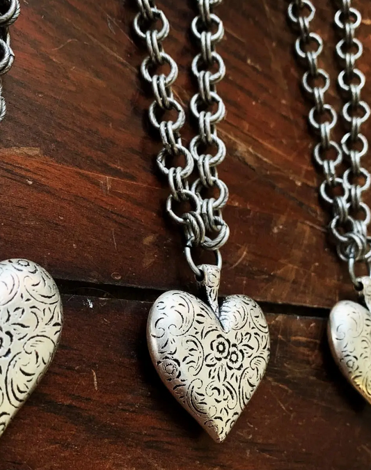 Etched Heart Necklace
