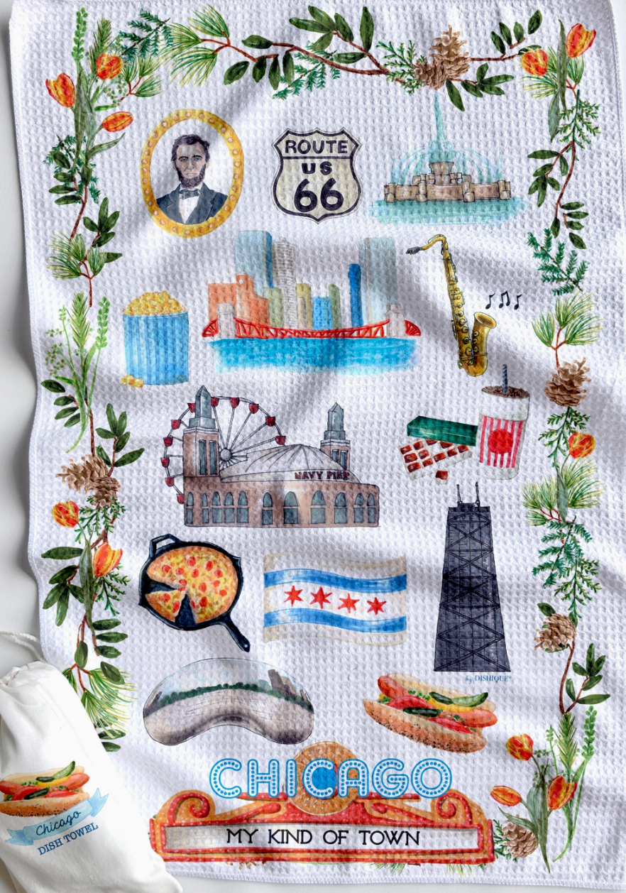 Chicago Icons Waffle Dish Towel