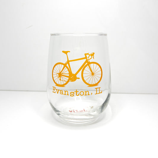 Evanston Tangerine Bicycle Wine Glasses
