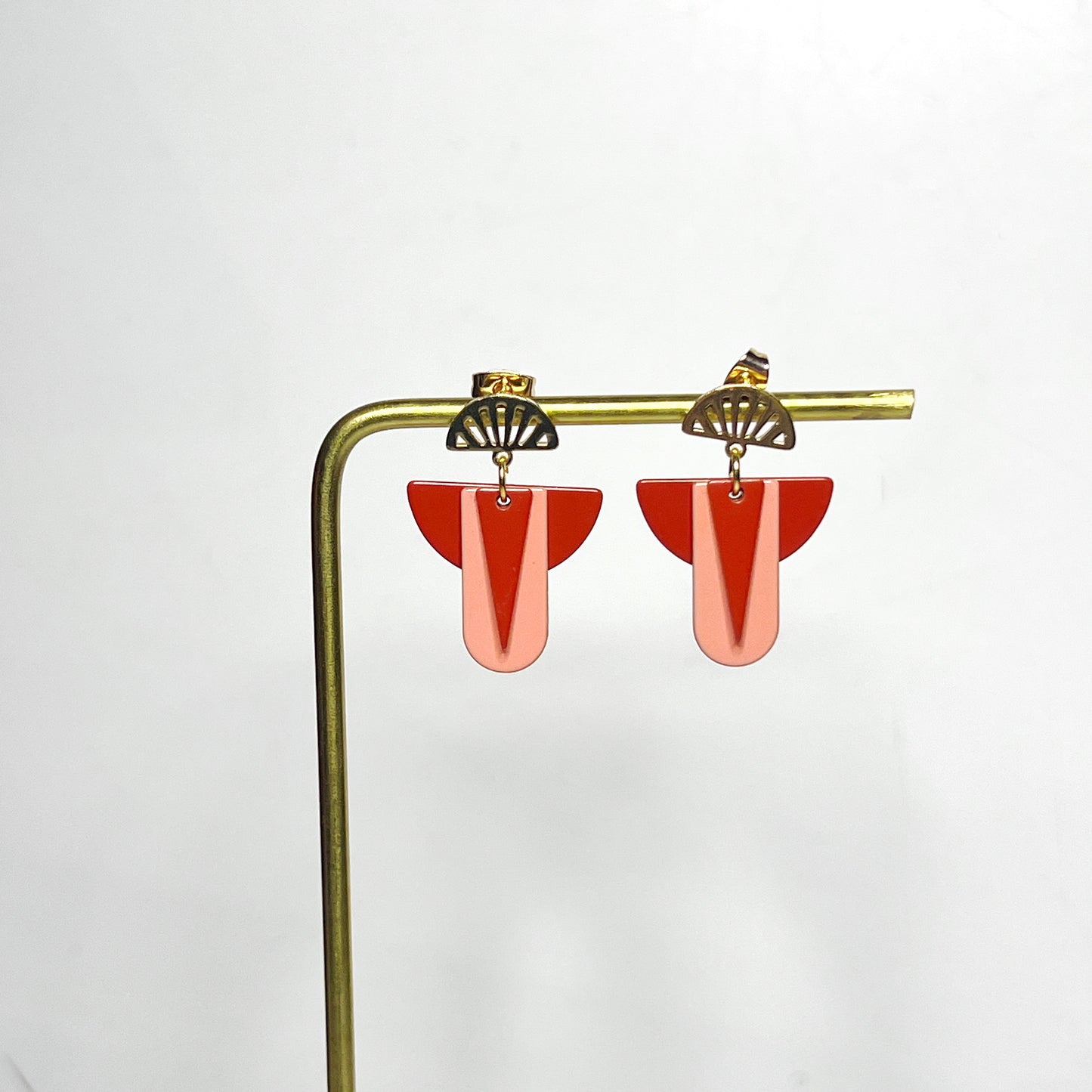 Red/Coral Art Deco Earrings
