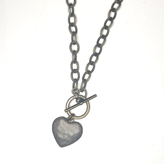 Brass Heart Toggle Chain Necklace