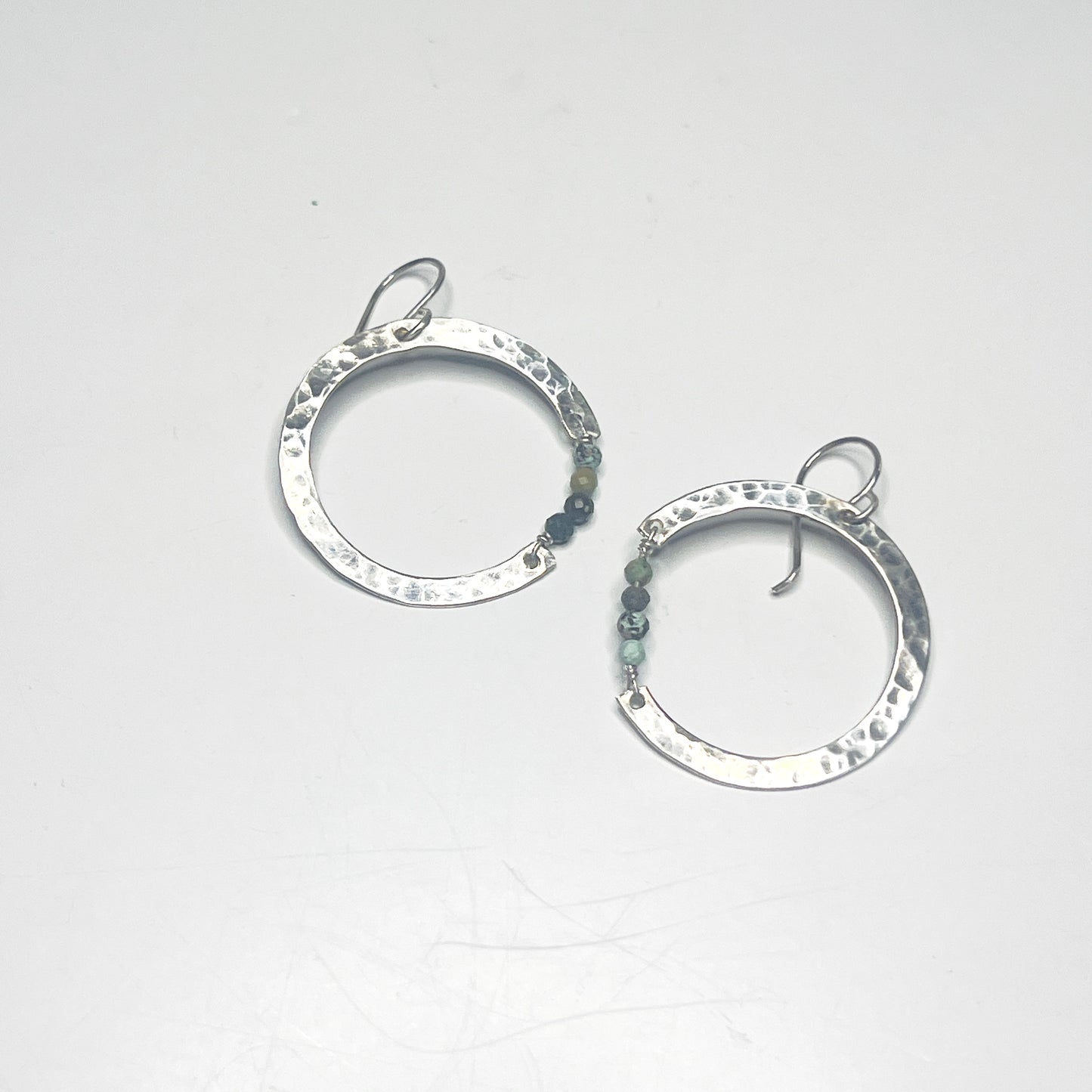 Silver Hanging Earrings with partial turquoise