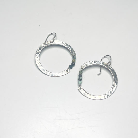 Silver Hanging Earrings with partial turquoise