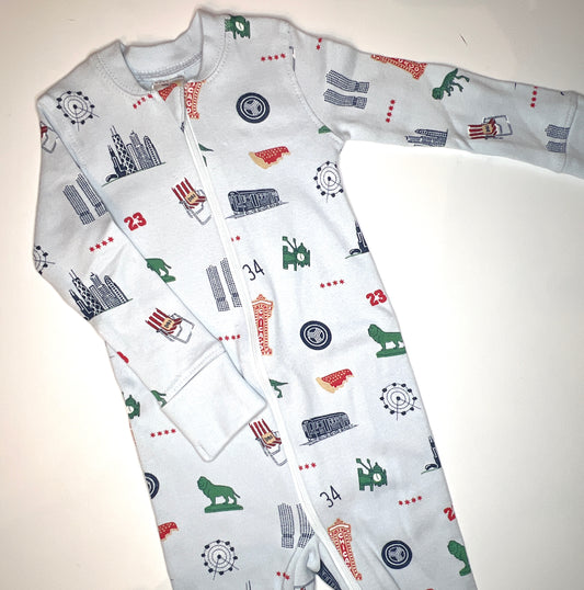 Chicago Icons Zip Up Baby Pajamas