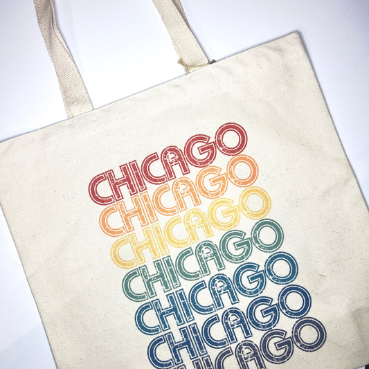 Retro Repeat Chicago Tote Bag