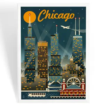 Chicago Retro Skyline Magnet