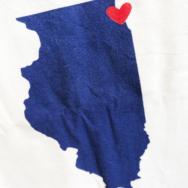 Navy Evanston/Chicago Love Tea Towel