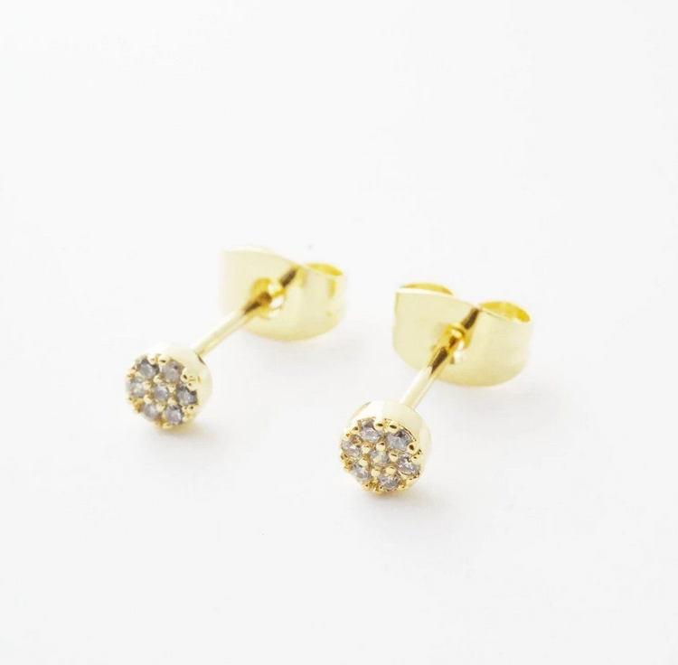 Gold Crystal Mini Circle Studs