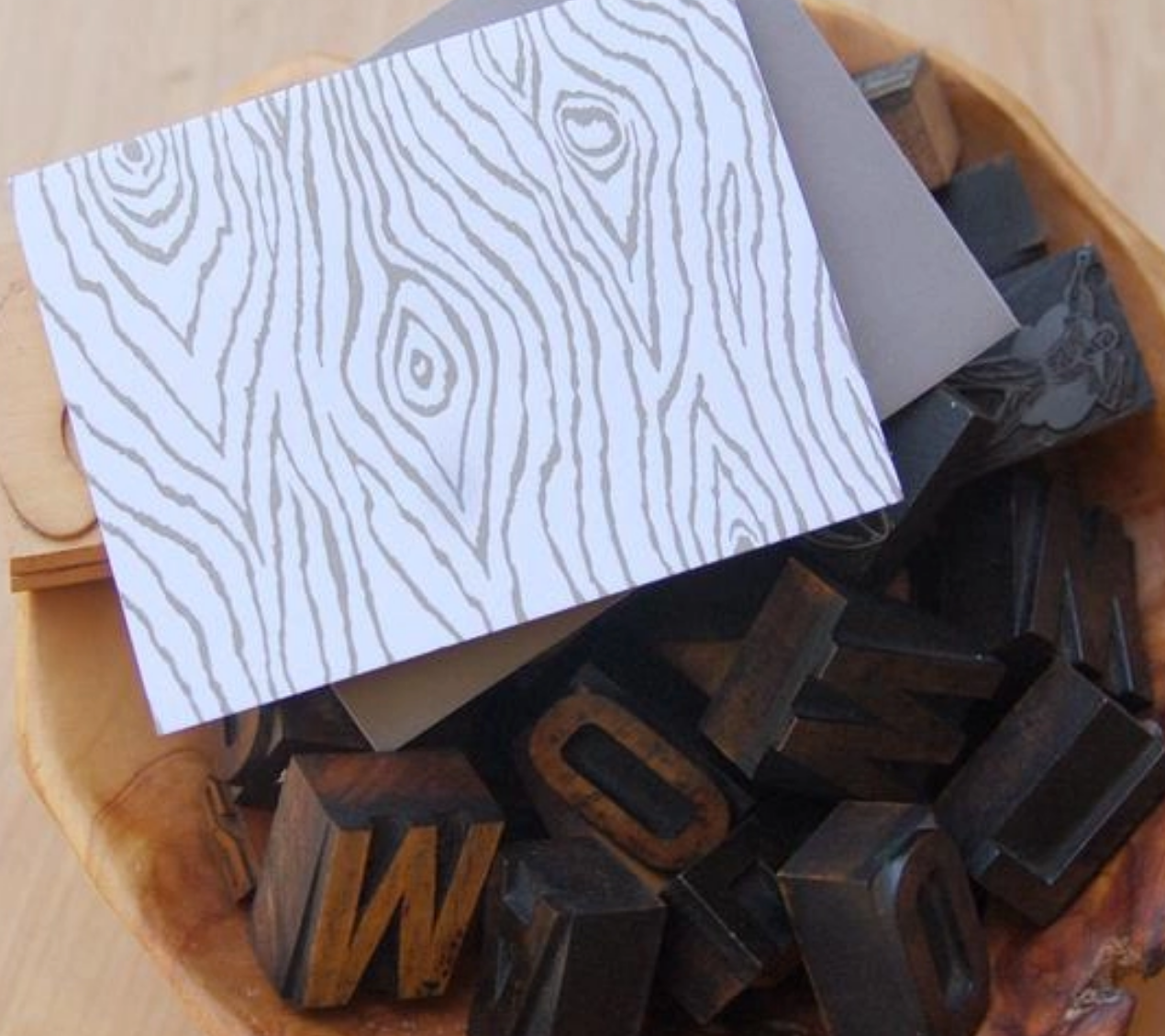 Faux Bois Box of 6 Notes
