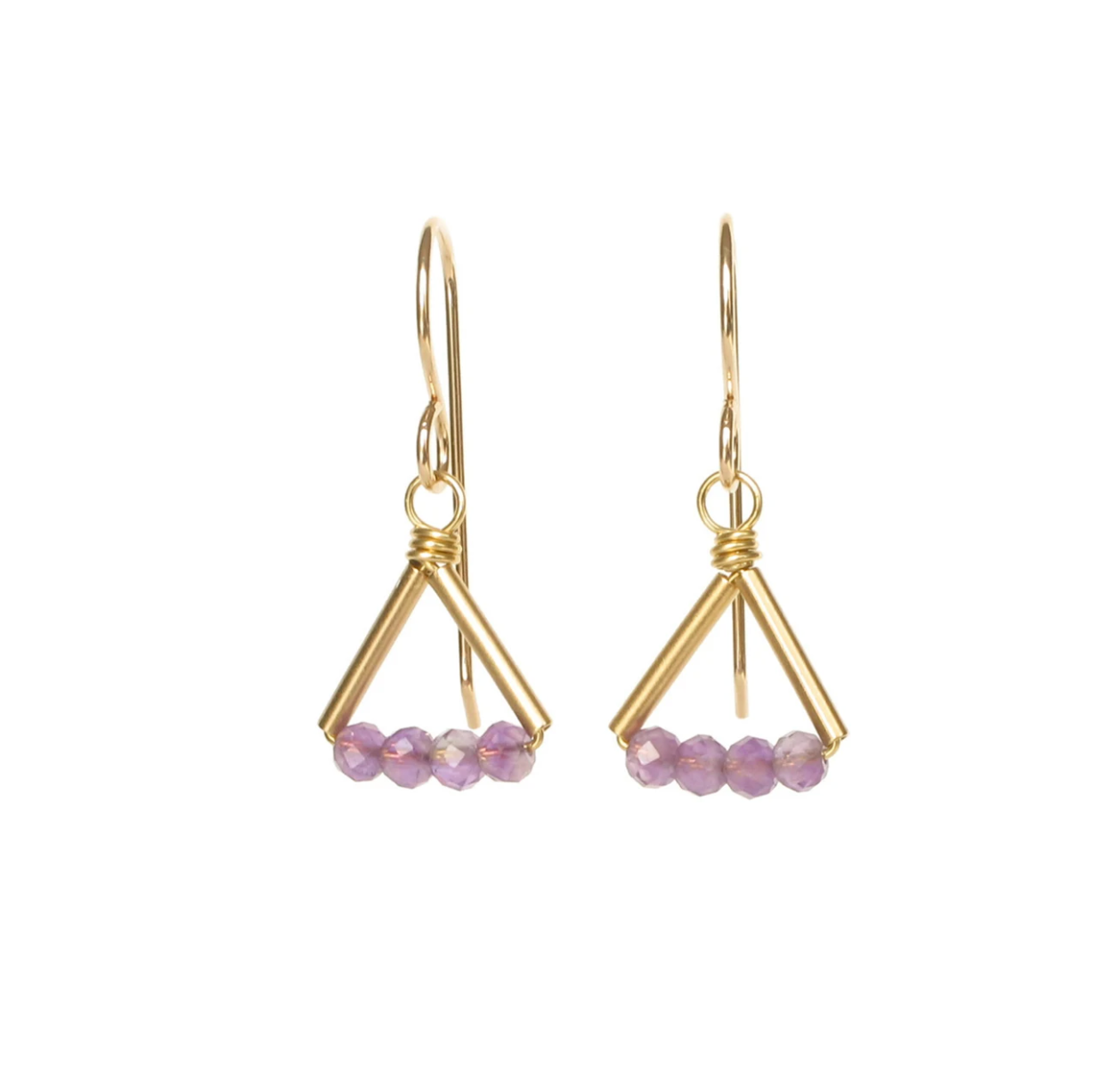 Lin Earrings: Gold & Amethyst