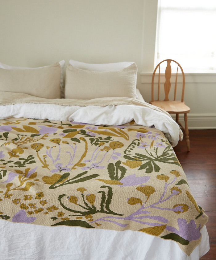 Lilac Poppies & Lotus Blanket