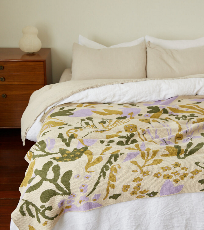 Lilac Poppies & Lotus Blanket