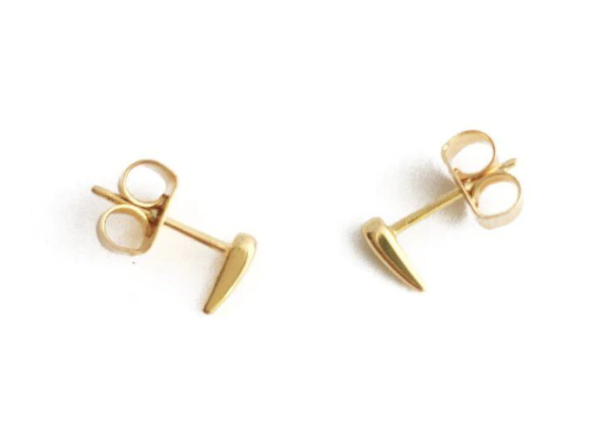 Gold Tusk Droplet Stud Earrings