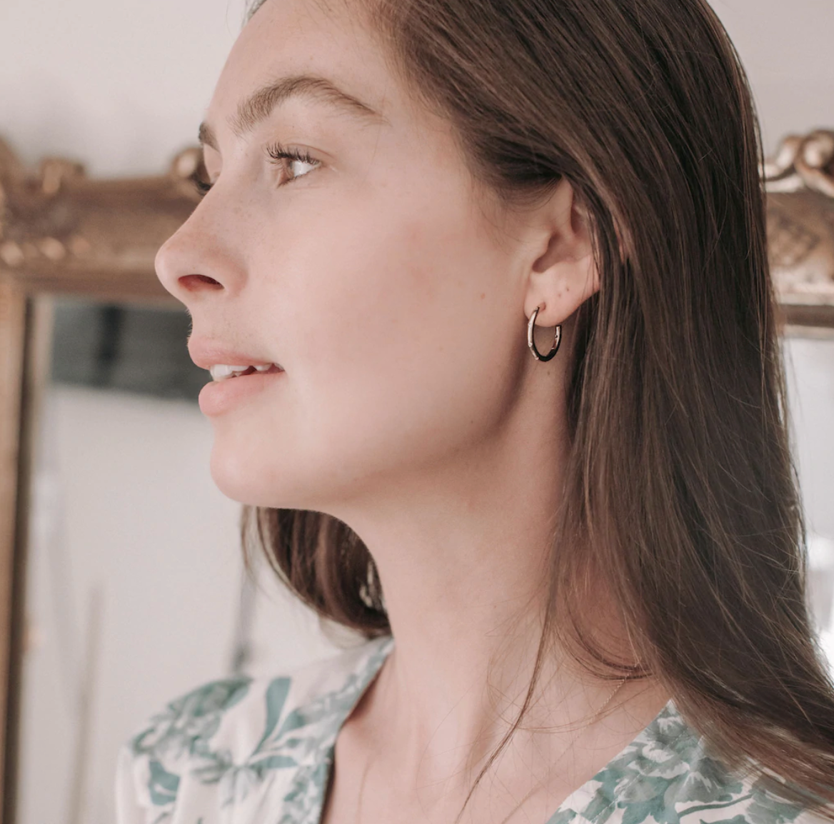 Gold Dotted Crystal Hoop Earrings