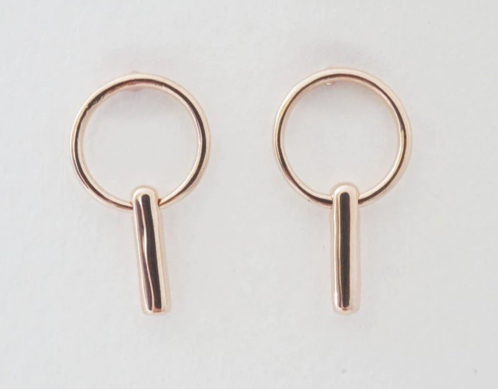 Rose Gold Circle Line Earrings