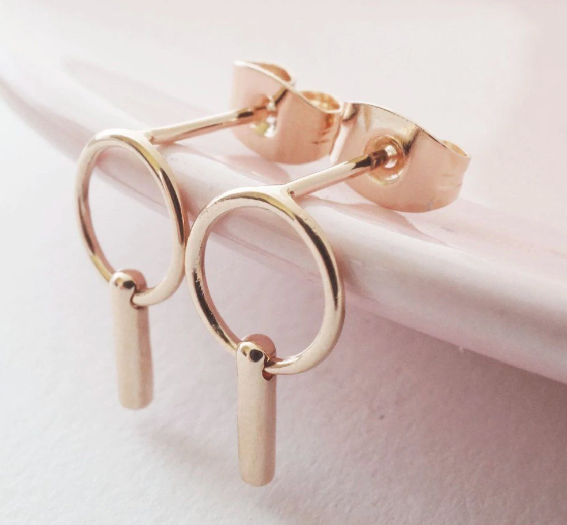 Rose Gold Circle Line Earrings