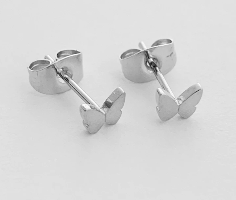 Silver Butterfly Stud Earrings