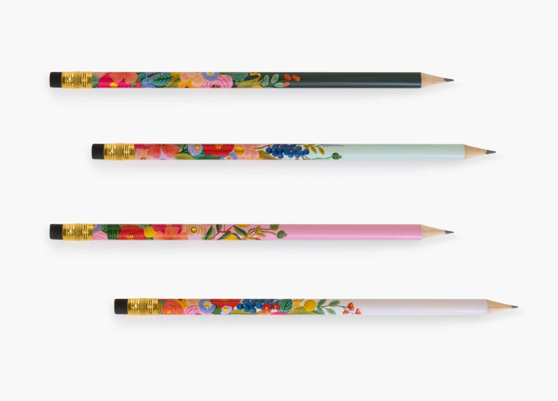 Assorted Floral Pencils (Set of 12)