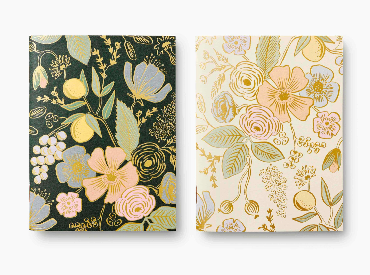 White and Black Floral Pocket Notebook Set
