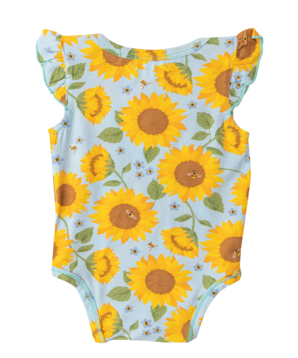 6-12 Month Ruffle Sleeve Sunflower Onesie