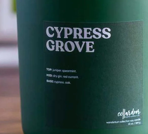Cypress Grove - 13 oz wood wick/soy candle