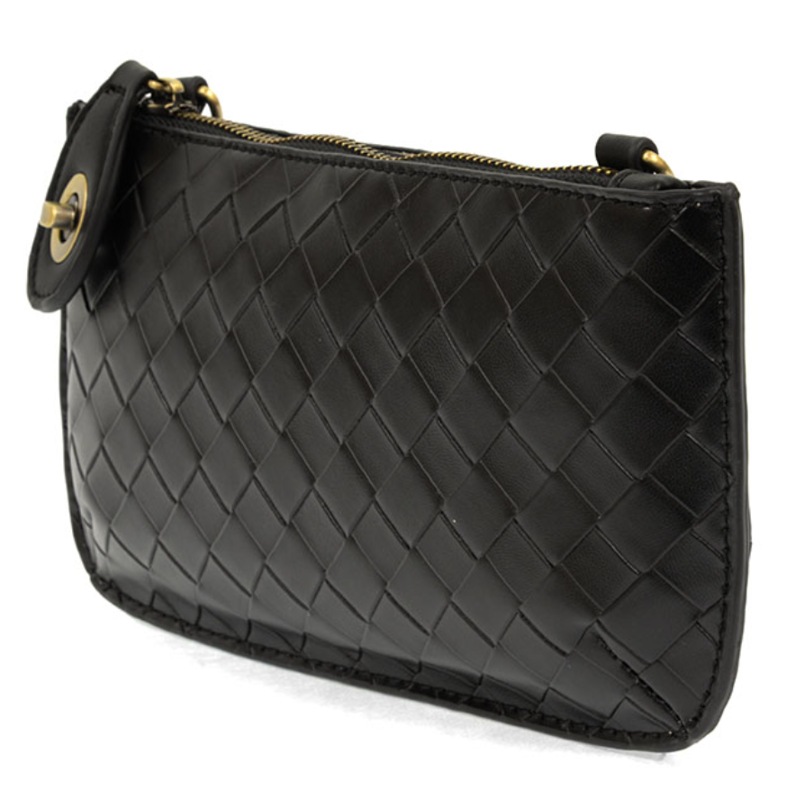 Black Woven Crossbody Wristlet Clutch