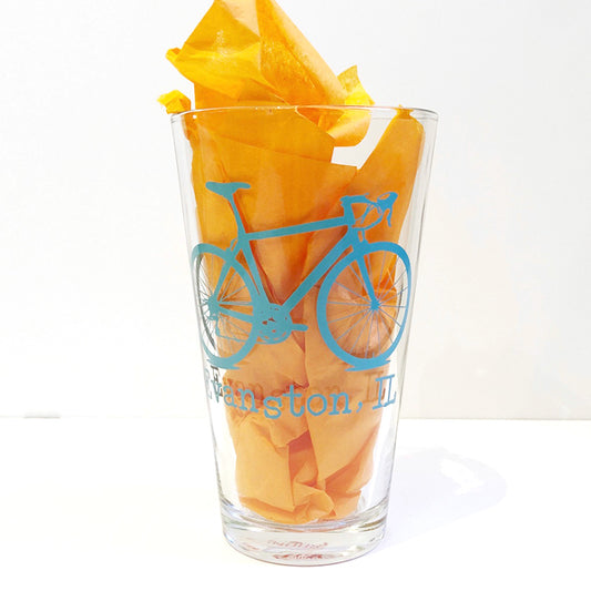 Aqua Evanston Bicycle Pint Glass