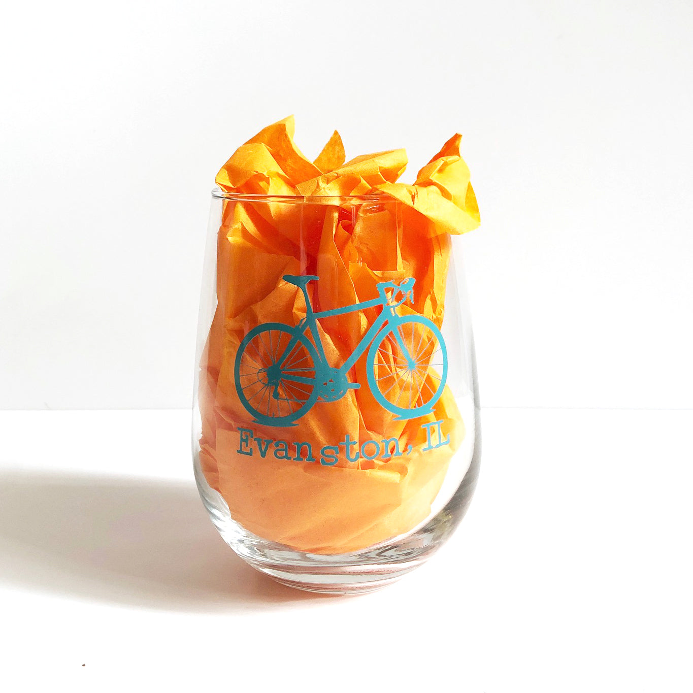 Evanston Aqua Bicycle Wine Glasses