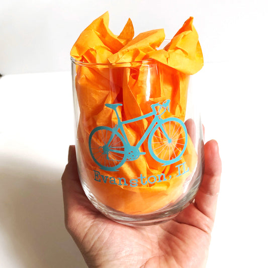 Evanston Aqua Bicycle Wine Glasses