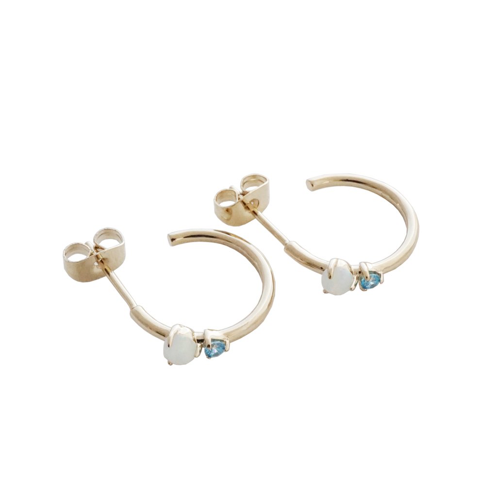 Sky and Sea Hoop Earrings - Gold