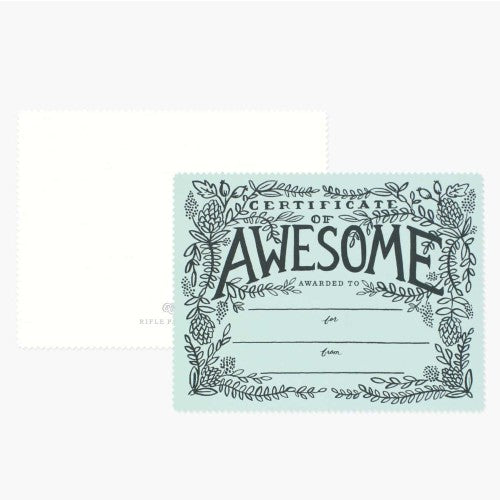 Certificate of Awesome Card
