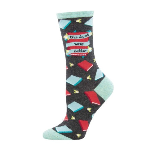 Women's/Small Socks - The Book was Better: Charcoal Gray