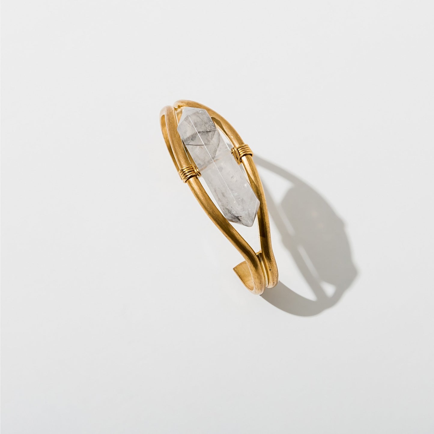 Crystal Cuff Bracelet - Grey Quartz