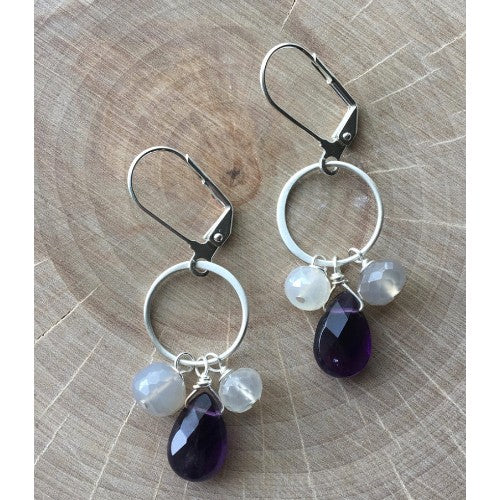 Silver Ring Cluster Earrings