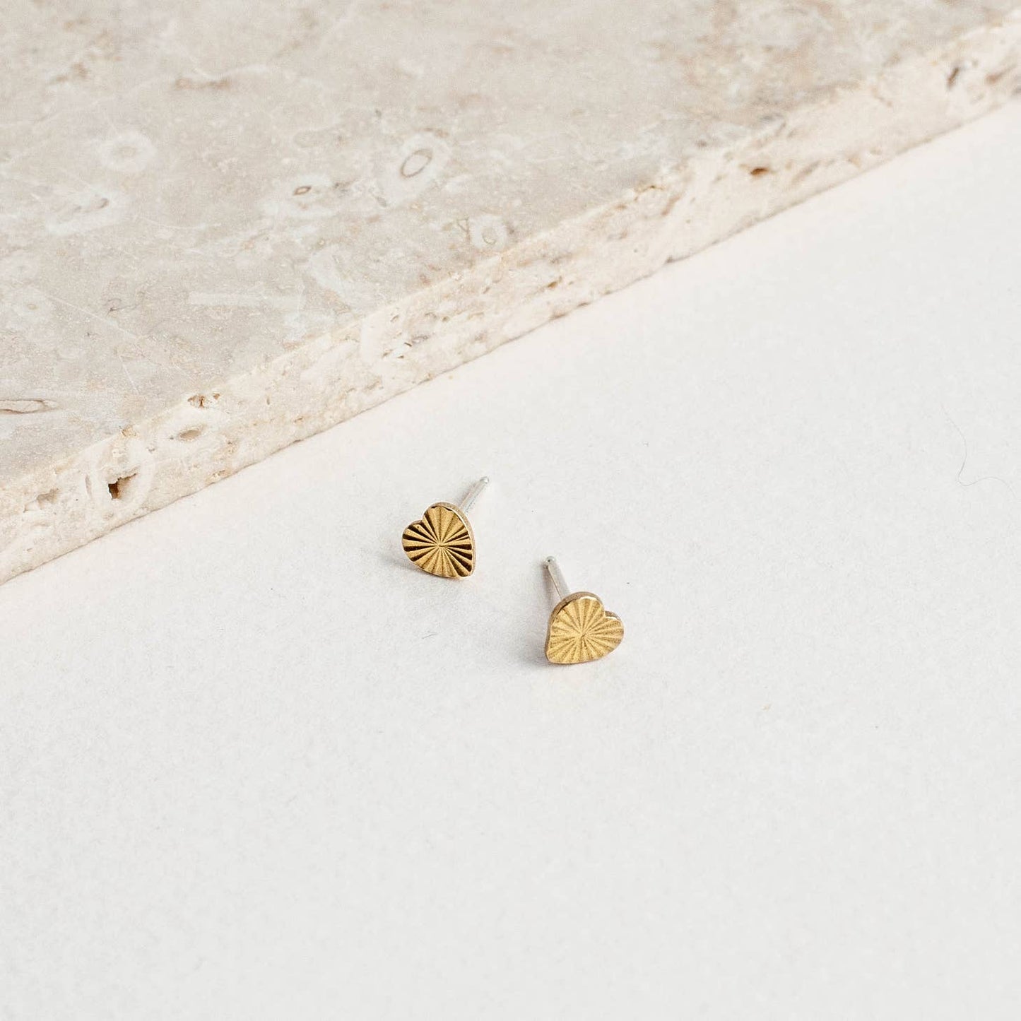 Tiny Heart Starburst Stud Earrings