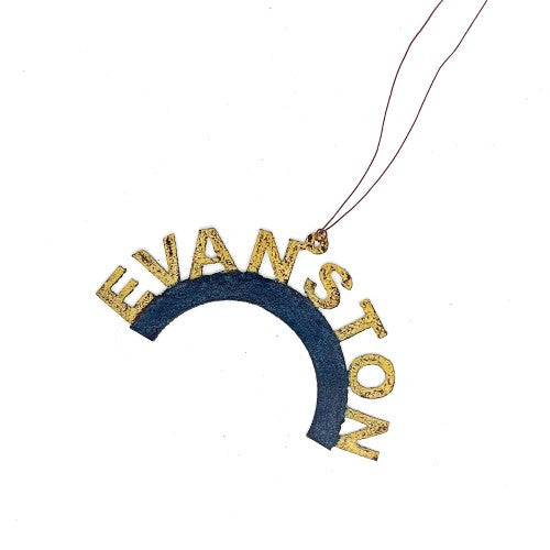 Gold and Blue Metal Evanston Rainbow Ornament