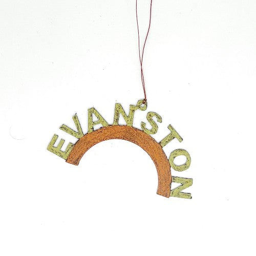 Green and Orange Metal Evanston Rainbow Ornament