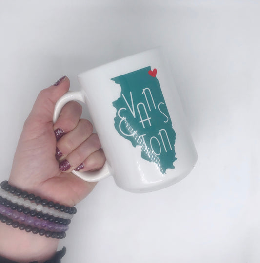 15 oz. Evanston, IL LOVE Mug - Turquoise
