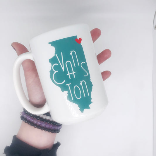 15 oz. Evanston, IL LOVE Mug - Turquoise
